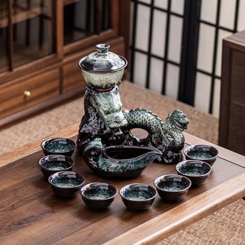 Ceramic Teapot with Infuser Semi Automatic Tea Set Magic Teapot with 8 cups Gradient Color