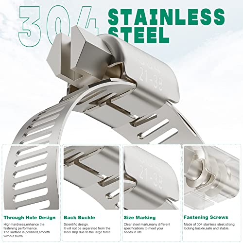 10PCS Hose Clamps Stainless Steel Adjustable 1