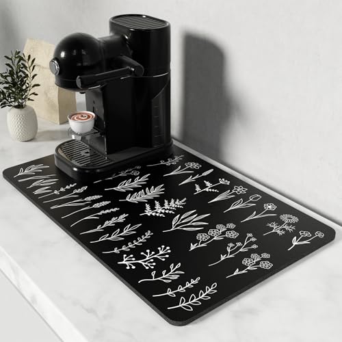 Coffee Mat 12" x 19" Cute Coffee Bar Mats for Espresso Machine Station Accessories and Organizer