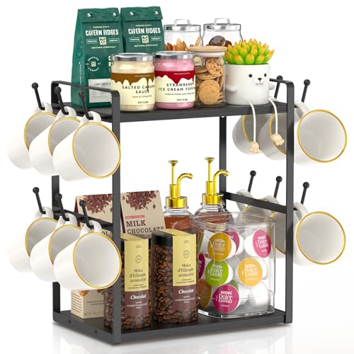 Coffee Station Bar Organizer Mug Holder Stand Countertop
