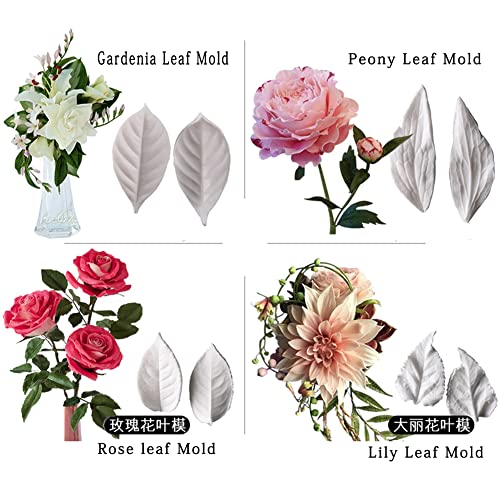8Pcs Sugar Paste Leaf Veiners Fontant Mold Fondant Silicone Leaf Rose (8 Count)