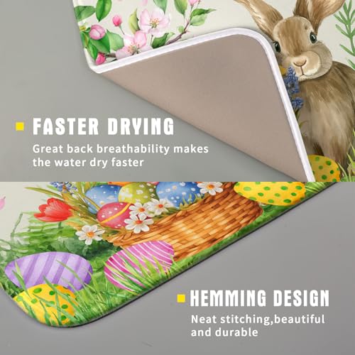 Easter Bunny Colorful Eggs Dish Drying Mat for Kitchen Counter