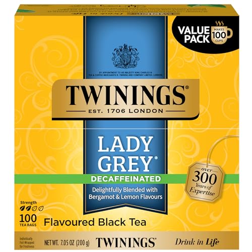 Decaffeinated Lady Grey Black Tea Individually Wrapped Bags (100 Count)