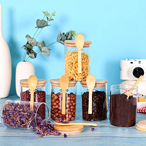 Glass Jars with Bamboo Lids and Spoon Set of 6 (6 Count)