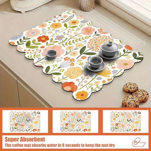 Scalloped Coffee Bar Mat for Countertop