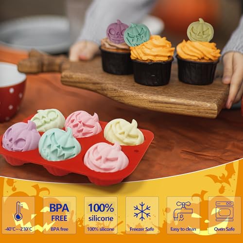 2Pcs Halloween Pumpkin Molds Silicone for Chocolate Candy