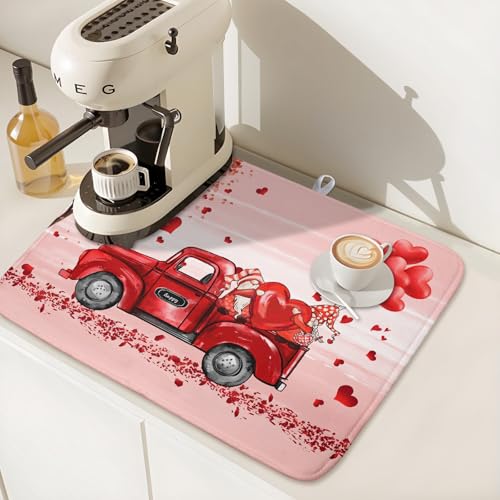 Valentine's Love Truck Dish Drying Mat
