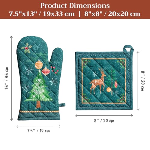 100% Cotton Oven Mitt & Pot Holder Set (2 Count)