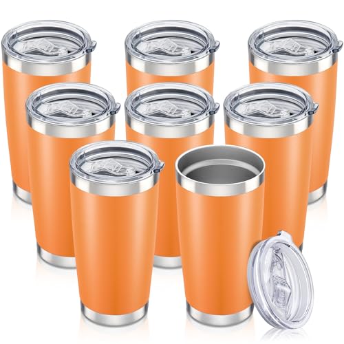 20 oz Tumbler with Lid Stainless Steel Insulated Tumblers Bulk Cups Mug (8 Count)