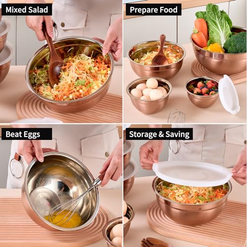 Rose Gold Mixing Bowls with Lids Set of 7