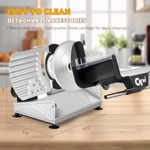Meat Slicer 220W Electric Deil Food Slicer with 2 Removable 7.5" Blades