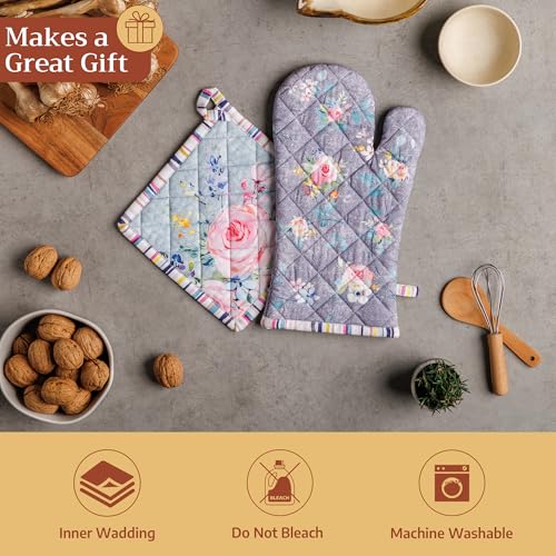 100% Cotton Oven Mitt & Pot Holder Set