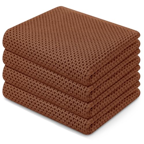 100% Cotton Waffle Weave Kitchen Dish Towels 4 (4 Count)