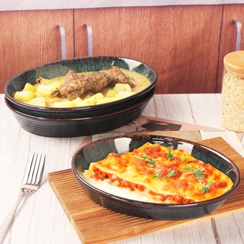 Oval 9.5 x 7 Inch Ceramic Pie Pan Quiche Baking Dish Set of 2 (2 Count)