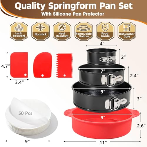 4 7 9 Inch Springform Pan Cheesecake Pan with Silicone Protector (3 Count)