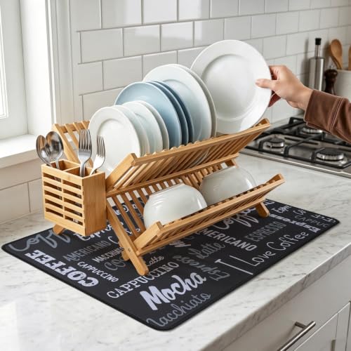 Coffee Mat 2 Pack 12x19 Inch Absorbent Non (2 Count)