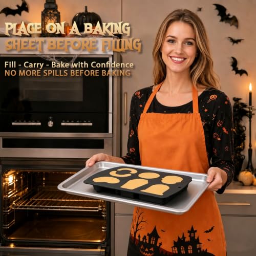 Skull Cake Pizza Pan 6 Spooky Shapes Halloween Silicone Baking Mold