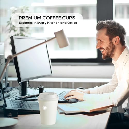 100 Pack 12 oz Disposable Paper Coffee Cups with Lids (100 Count)