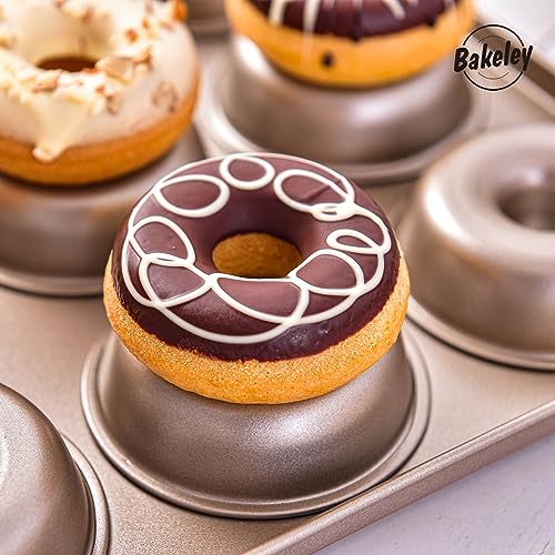 Non-Stick 12-Cavity Donut Pans, Dount Mold Cake Pan Doughnut Bakeware for Oven Baking (Champagne Gold)