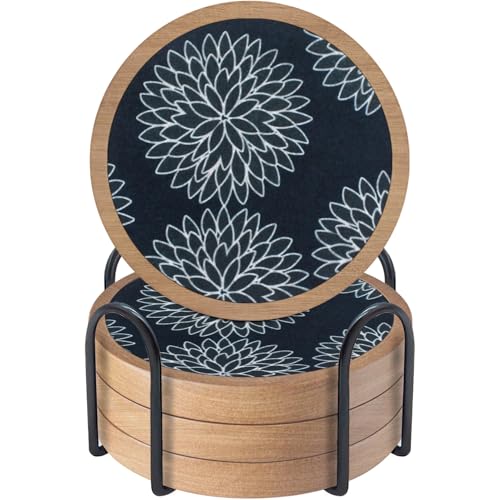 Wood Coasters Set of 4 with Holder
