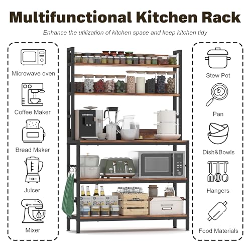 Kitchen Bakers Rack with Storage Shelves