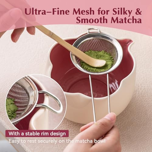 Matcha Set 8Pcs Floral Ceramic Matcha Kit with Matcha Whisk
