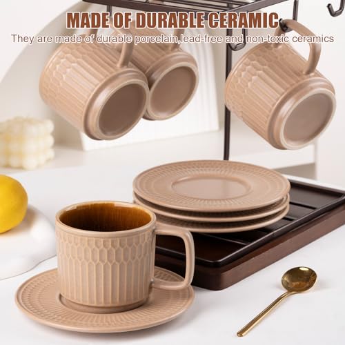 8oz Cappuccino Cups with Saucers Set of 4 (4 Count)