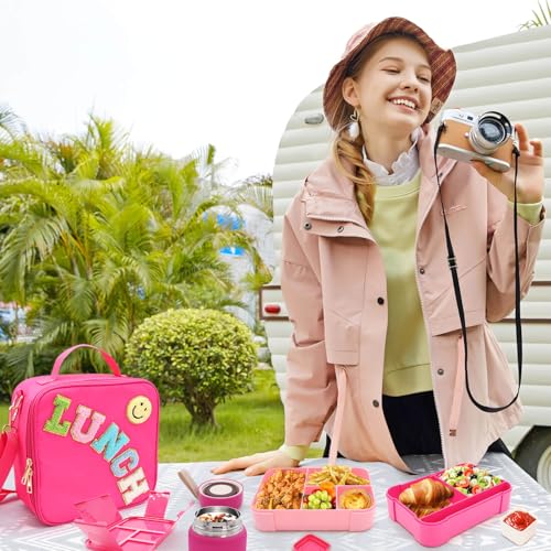 Lunch Box for Girls with 10oz Thermo 6 Compartment Bento Set