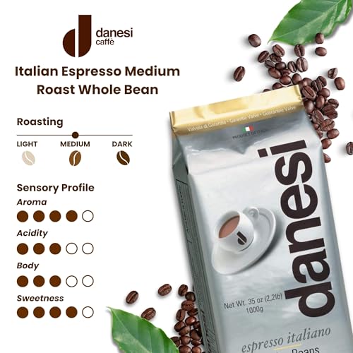 Danesi Caffe Gold Italian Whole Bean Espresso Coffee (35.2 Ounce)