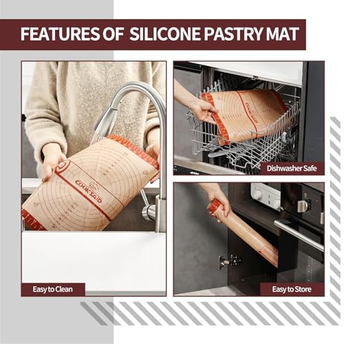 Silicone Pastry Mat Extra Large with Measurements 26''x16'' for Reusable