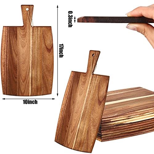12 Packs Wooden Cutting Board Set with Handles Large Kitchen Serving Plain Chopping Board Bulk Gifts for Mom for Vegetables Meat Pizza Cheese Fruit Bread (12 Count)