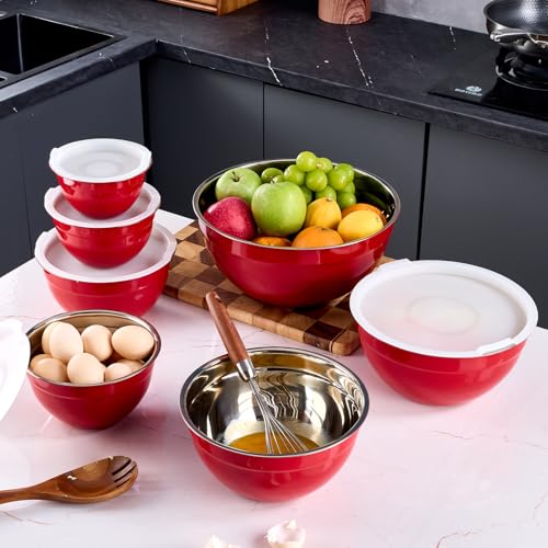 Red Mixing Bowls With Airtight Lids