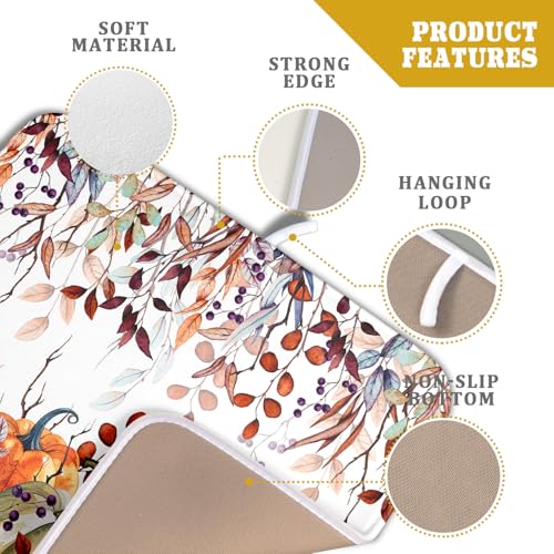 Orange and Blue Autumn Pumpkins Dish Drying Mat for Kitchen Counter