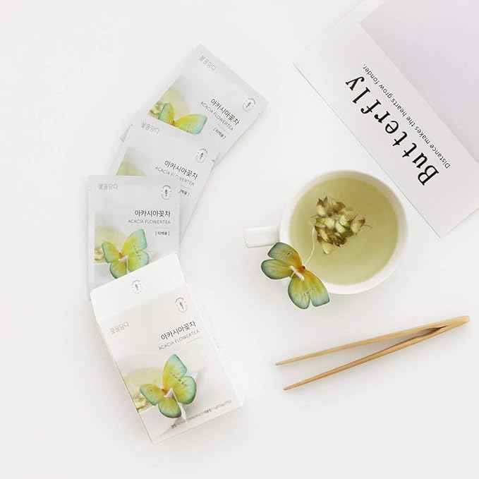 KKOKDAM Korean Tea Gift Set – 6 Flavor Butterfly Tea Bag Sampler – Elegant Box for Tea Lovers - Unique Gift
