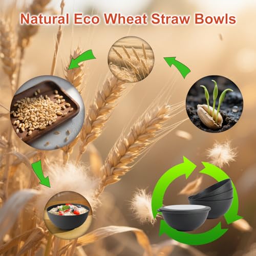 40oz Wheat Straw Bowls Set of 4