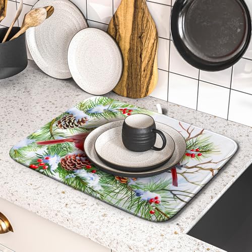 Red Birds Dish Drying Mat