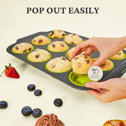 Silicone Muffin Pans for Baking with Metal Frame