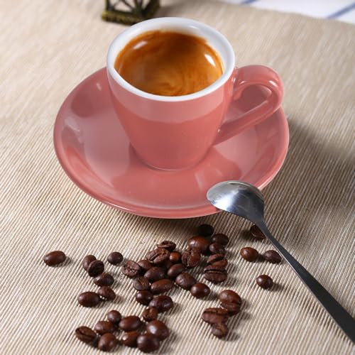 Porcelain Espresso Cup with Saucer And Stainless Steel mini Spoons (7 Count)