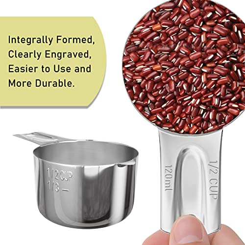 4PCS 1/2CUP(120ml, 4oz) Measuring Cup, 18/8 Stainless Steel Measure Scoop (4 Count)