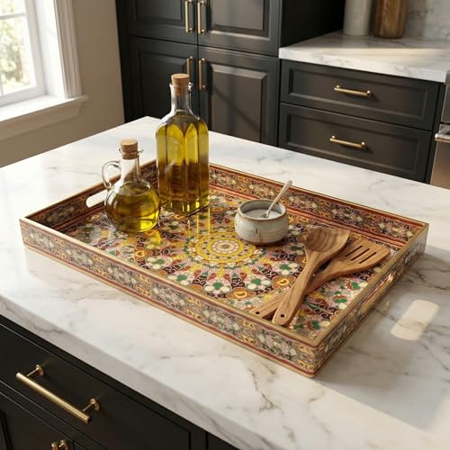 2pcs Boho Red Decorative Serving Tray