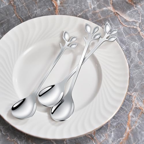Elegant Silver Leaf Coffee Spoons (10 Count)