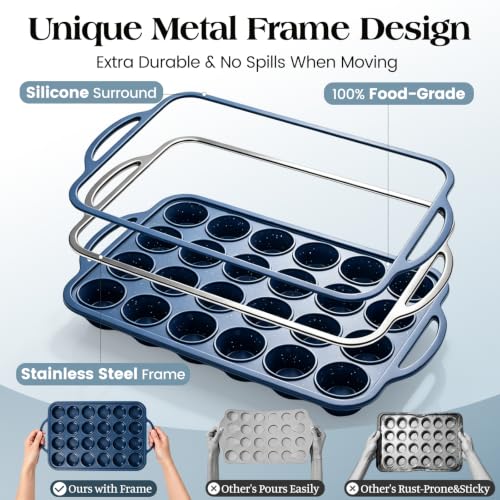 24 Cup Silicone Muffin Pan with Metal Reinforced Frame