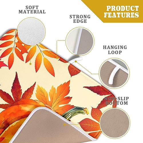 Autumn Pumpkin Maple Leaf Dish Drying Mat for Kitchen Counter
