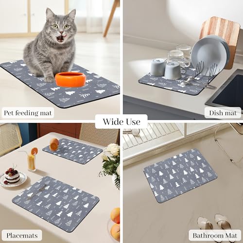 Coffee Mat Christmas 12"x19" Bar Mat with Waterproof Rubber Backing