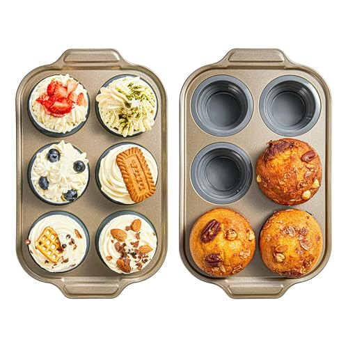 2 Pack Foldable Nonstick Silicone Muffin Pans For Baking (2 Count)