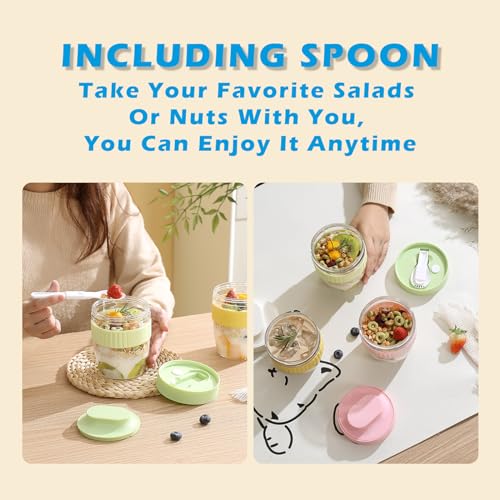 Breakfast to Go Cup with Lid and Folding Spoon for Oats Yogurt Fruit 20oz