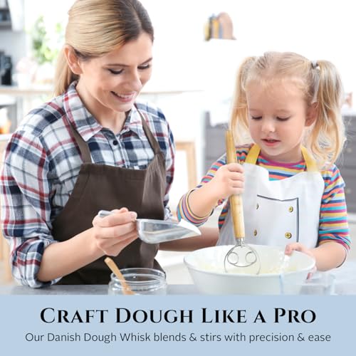 Versatile 13 Inch Danish Dough Whisk for Sourdough