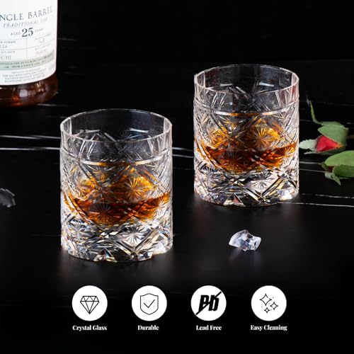Crystal Whiskey Glasses Set of 2 Old Fashioned Glasses Hand Blown (2 Count)