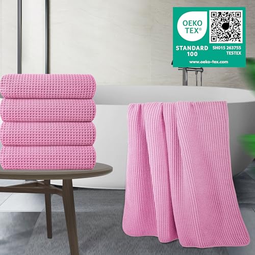 430 GSM Poly Blend Microfiber Quick Dry Waffle Bath Towel (4 Count)