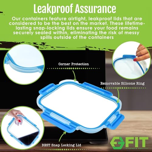 Glass Meal Prep Containers 1 & 2 & 3 Compartments (3 Count)